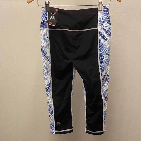 Victoria’s Secret NWT Knockout Crop Leggings Tie Dye Blue & Black Size Small - Picture 7 of 8